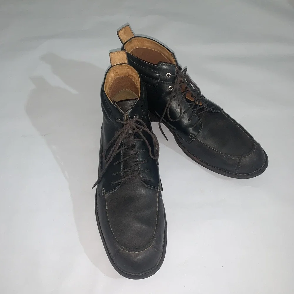 Timberland Boots Mens Size 12 Black Leather Chukka Ankle Casual Lace Up Moc Toe